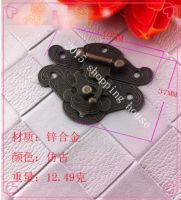 ┋❂ Antique wooden box hardware box buckle button panel butterfly buckle lock decorative DIY alloy 37mmx49mm