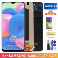 AMOLED สุดๆสำหรับ Samsung Galaxy A30S A307หน้าจอสัมผัสแบบดิจิตอลแสดงผล LCD พร้อมเปลี่ยนชิ้นส่วนกรอบ