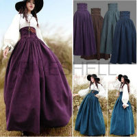 ฮาโลวีนยุคกลาง Empire Steampunk กระโปรง Vintage Renaissance Gothic High เอว Double-Breasted Maxi ยาว Victorian ผู้หญิง Skirts