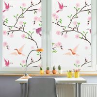 Window Privacy Film Stained Glass Window Film Sun Blocking Static Clings Frosted Decorative Bird Window Stickers Heat Control