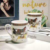 Porcelain Mug Cafe Tea Milk Cups  Bone China Coffee Drinkware Water Mugs With Golden Spoon Birthday Gift  New Arrival 2021