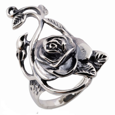 Rose flower Ring 925 Sterling silver Size. 6 แหวนเงิน 925 สเตอรลิง ซิลเวอร