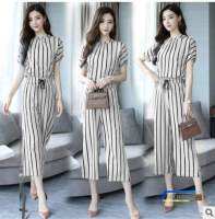 Summer temperament wonmen goddess fan pants suit female fashion 2-piece