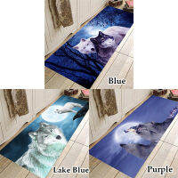 Wolf and Moon Printed Runner Rug Runner Carpet for Kitchen Living Room Bedroom Bathroom Non-slip Absorbent Home Decor(Blue/Lake Blue/Purple)