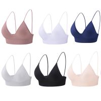 PYA94 สำหรับสาวๆ ไร้รอยต่อ ถ้วยสามเหลี่ยม ดันขึ้น เสื้อครอปผู้หญิง ลึก V bralettes เสื้อโยคะออกกำลังกาย สปอร์ตบรา