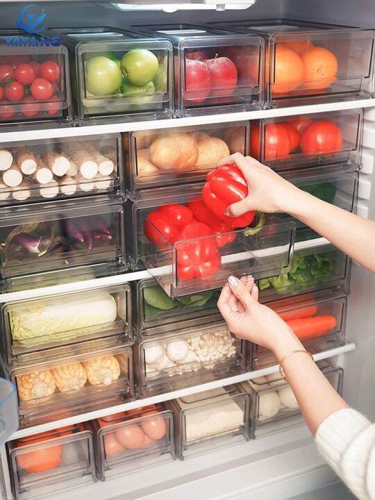【A Boutique】 Clear Food Storage Refrigerator Box Stackable Fruit