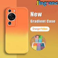 Jingsanc เคสไล่ระดับสีสำหรับ P60 Huawei/P60 Pro เคสนิ่มใส่โทรศัพท์เลนส์ TPU กล้องรวมทุกอย่างป้องกันกันกระแทกฝาหลัง P60 Huawei/P60 Pro A33-1