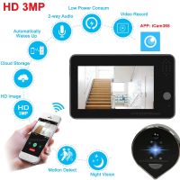 3MP Video Doorbell Smart Home Peephole Door bell Security Camera wifi HD Night PIR wireless call chime icam365 Smart Doorbell