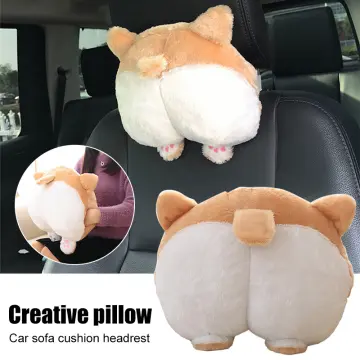 seemehappy Cute Plumpy Corgi Butt Car Seat Headrest Neck Pillow Corgi Butt  Lumbar Pillow Acessories (1pcs Seat Belt Pad)