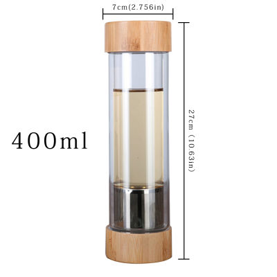 2021Tea Bottle Glass Bottled Water Bottle Infuser With Filter Strainer Borosilica Double Wall Drink Bamboo Lid 450ml Car Drinkware