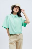 ESP เสื้อเชิ้ตทรงไหล่ตก ผู้หญิง สีเขียว | Dropped Shoulder Shirt | 5886