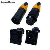 1Pcs 3Pin XLR Male / Female Plug Socket IP67 Waterproof and Dustproof Cover Outdoor Performance balanced Audio Connector Gilded