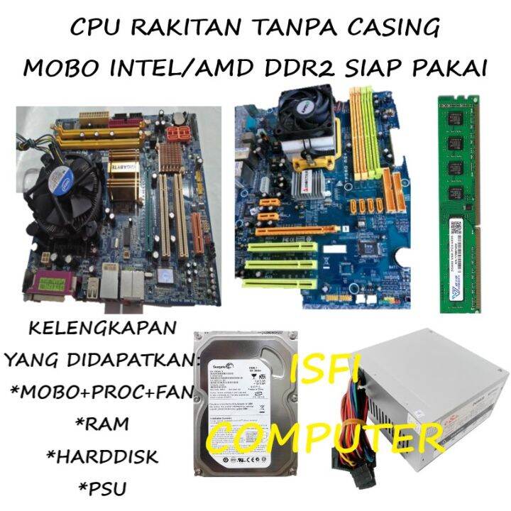 PC RAKITAN CORE 2 DUO TANPA CASING DDR2 RAM 2GB HARDDISK 160 MAINBOARD INTEL AMD PSU STANDAR