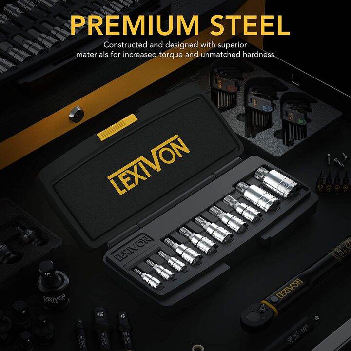 LEXIVON XZN Triple Square Spline Bit Socket Set, Premium S2 Alloy Steel