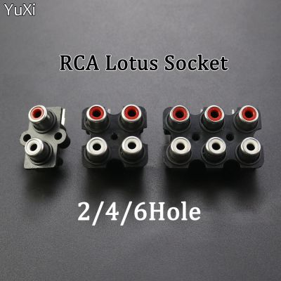 1-10PCS 2/4/6/ Hole RCA Female Stereo Audio Jack AV Audio Input Socket Connector Lotus Row Amplifier Interface Signal Connection