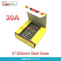 ♞✽△ 100pcs/box 5x20mm 30A 250V Fast fuse 5x20 F30A 30000mA 250V Glass Fuse 5mmx20mm New and original