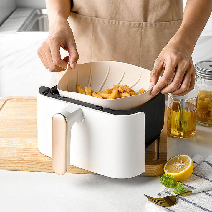 ถาดหม้อทอด-air-fryer-แกดเจ็ตใช้ซ้ำได้แผ่นหม้อทอด-air-fryer-ทำจากซิลิโคน