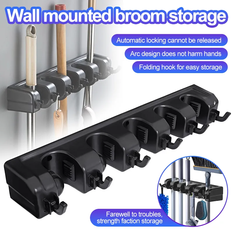 Mop and Broom Organizer - Wall Mounted - Drain-Net Technologies