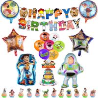 ♟ Buzz Lightyear Foil Balloons Cartoon Storyed Latex Balloon Happy Birthday Banner Party Decoration Cake Topper Kids Boy Hero Toys