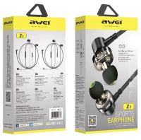 DKK POWER หูฟังบลูทูธ SPORTS EARPHONE ไดรเวอร์ แบบ Dual Dynamic หูฟังมีสาย แบบ In- Ear / AWEI รุ่น Z1 ของแท้ 100%