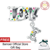 BAMOER 925เงินสเตอร์ลิงตัวอักษรสามมิติ LOVE Charm สำหรับสร้อยข้อมือผู้หญิงอุปกรณ์ DIY BSC518