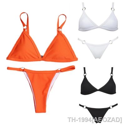 ∋❒♕ Conjunto de biquíni maiô feminino sexy verão beachwear anel push up terno natação
