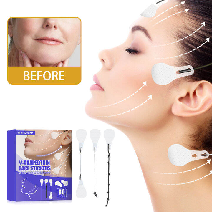 hailicare-60-ชิ้นface-lift-v-สติกเกอร์แพทช์ยกกระชับผิวหน้าเครื่องมือแต่งหน้าคางยกกระชับผิวยกกระชับบวมแพทช์แกะสลัก