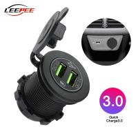 Waterproof Car Fast Charger Adapter Quick Charging 3.0 QC 3.0 Dual USB Ports DC 12V Screw Thread Auto Accessories Universal Car Chargers