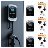 HANANY 32A เครื่องชาร์จในรถยนต์ EV 3เฟส 7.6KW/11KW/22KW ซ็อกเก็ต IEC62196-2 สายชาร์จในรถยนต์3เฟส Type2 อะแดปเตอร์กล่องชาร์จอัตโนมัติ สายเคเบิล Type2 7.6KW รถยนต์ไฟฟ้า สำหรับรถยนต์ไฟฟ้า