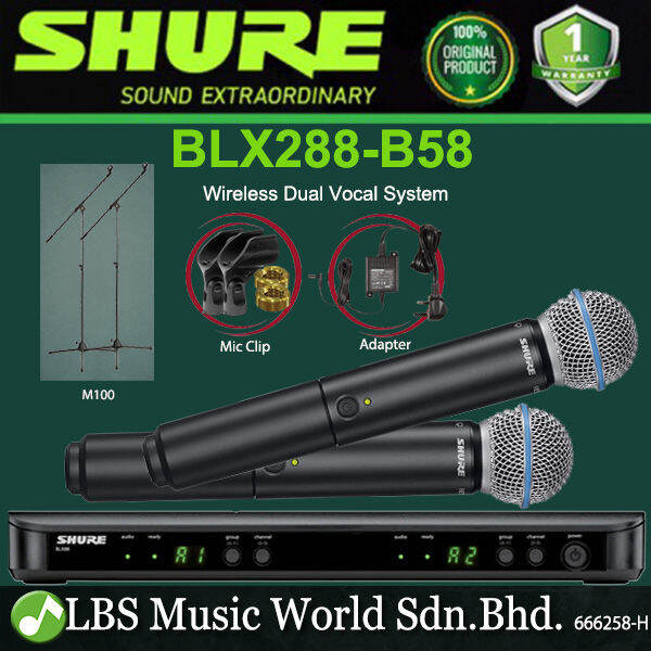 Shure BLX288B58 Wireless Dual Vocal System with Two Beta 58A Handheld