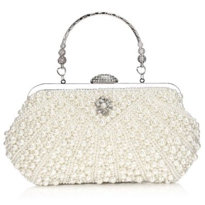 Women Pearl Clutch Bags Evening Bag Purse Handbag for Wedding Chain Bag for Dinner Party