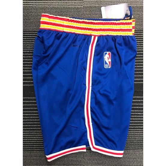 ขายเสื้อผ้าบาสเกตบอลสูง-hot-pressed-2022-nba-golden-state-warriors-retro-blue-basketball-shorts