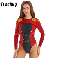 Sparkling Sequins Circus Bodysuit เครื่องแต่งกายสตรีเซ็กซี่ Ringmaster คอสเพลย์ Leotard Jumpsuit สำหรับ Halloween Carnival Dress Up