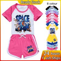 COD SDFGDERGRER Summer new style SPACE JAM boys and girls T-shirt tops shorts home service suits fashion sportswear casual kids pajamas