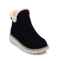 GAOKE  Autumn Winter Women Snow Boots Round Toe Ankle Warm Plush Boots Slip-On Shoes Flats Black Beige Brown Size 34-43