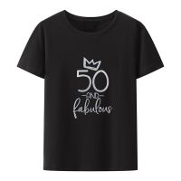 Kado Ulang Tahun 50ปีสำหรับผู้หญิงห้าสิบวันเกิดเสื้อ50แฟชั่นพิมพ์ลายผ้าฝ้าย100% ฤดูร้อนคอกลมราคาถูกขายส่งเสื้อยืดตลกมีแบรนด์เสื้อยืดผู้ชายสไตล์ป๊อปยูนิเซ็กส์ Xs-3xl