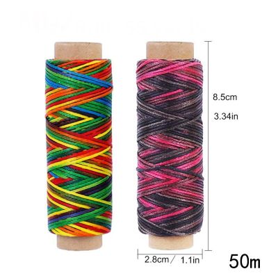 1pcs Leather Waxed Thread Sewing Tools 50M Leather waxed Cord Flat Hand Stitching For DIY Handicraft Hand Sewing Tools