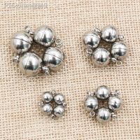 5 Sets 6 8 10 12mm Round Stainless Steel Magnetic Connected Clasps Beads Charms End Caps for DIY Couple Bracelet Necklace Making