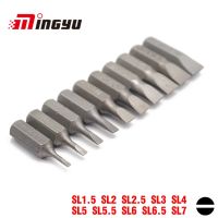 10Pcs 1/4" 25mm Slotted SL1.5-SL7 Screwdriver Bit Set Repair Tools Screwdrivers Kit Hex Shank Drill Bit For Power Household Tool Handtool parts Accessories