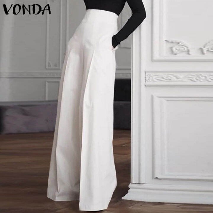 จัดส่งฟรี-fancystyle-vonda-ผู้หญิงแฟชั่นกางเกงขากว้างแข็งอเนกประสงค์ที่มองไม่เห็นกระเป๋าซิปกางเกง