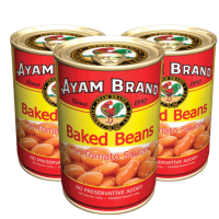 Ayam Baked Beans อะยัม ถั่วขาวในซอสมะเขือเทศ ขนาด 425 กรัมแพ็ค 3 กระป๋อง