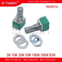 5pcs RK097G 5K 10K 20K 50K 100K 500K B5K with a switch audio 6pin shaft 15mm  amplifier sealing potentiometer