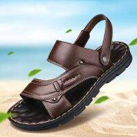 Brown new mens shoes, beach shoes, fashionable thick soles, anti-slip casual sandals