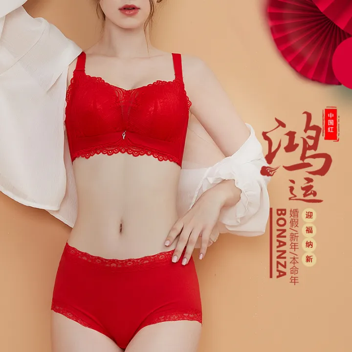 red wedding bra