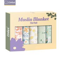 【CC】 Elinfant 5pcs Set Cotton Muslin Bib Burp 60x60cm 2 Layers Baby Scarf Handkerchief