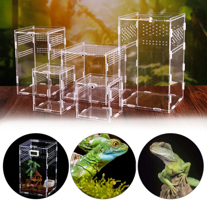 กล่องอะคริลิคการเพาะพันธุ์สัตว์เลื้อยคลานกล่องใส่แมลงสำหรับแมงมุมจิ้งจก