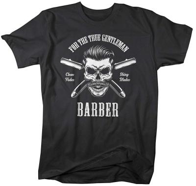 Barber Skull Sharpened Razor Hair Salon Barbers Tshirt Mens Tshirt Size S3Xl