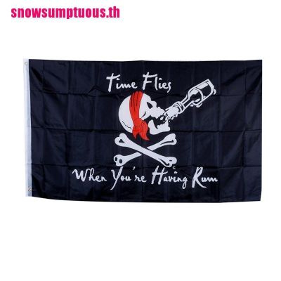 ✖ (snow Th) Jolly Roger ธงโจรสลัด ลายหัวกะโหลก ขนาด 90x150 ซม. สําหรับปาร์ตี้ฮาโลวีน