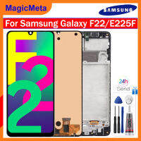 MagicMeta 6.4 "หน้าจอ Incell สำหรับ F22 Samsung Galaxy/E225F SM-E225F SM-E225F/DS ชิ้นส่วนจอสัมผัสแอลซีดีของเครื่องแปลงดิจิทัลกับกรอบกลาง