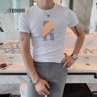 AIRBOOB เสื้อยืดแขนสั้นสำหรับผู้ชาย,เสื้อทรงหลวมแขนครึ่งแขนสำหรับ M-3XL